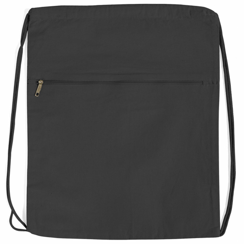 15" Cotton Canvas Drawstring Backpack with Front Zip