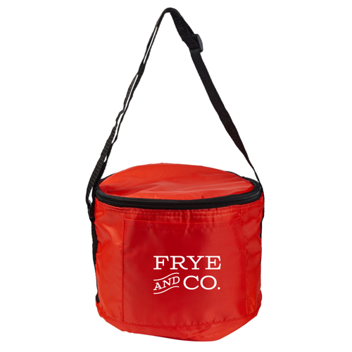 Round Insulated 6-Can Cooler Bag with Adjustable Strap