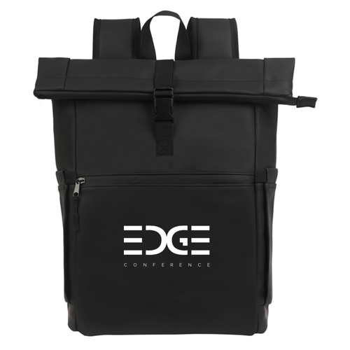 PU Vegan Leather Roll Top Backpack