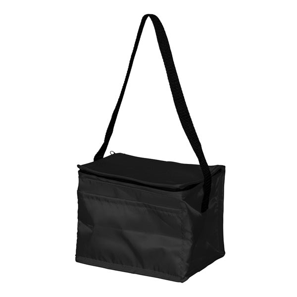 8" Polyester 6-Can Cooler Bag with Zipper and Front Pocket