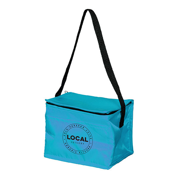 8" Polyester 6-Can Cooler Bag with Zipper and Front Pocket