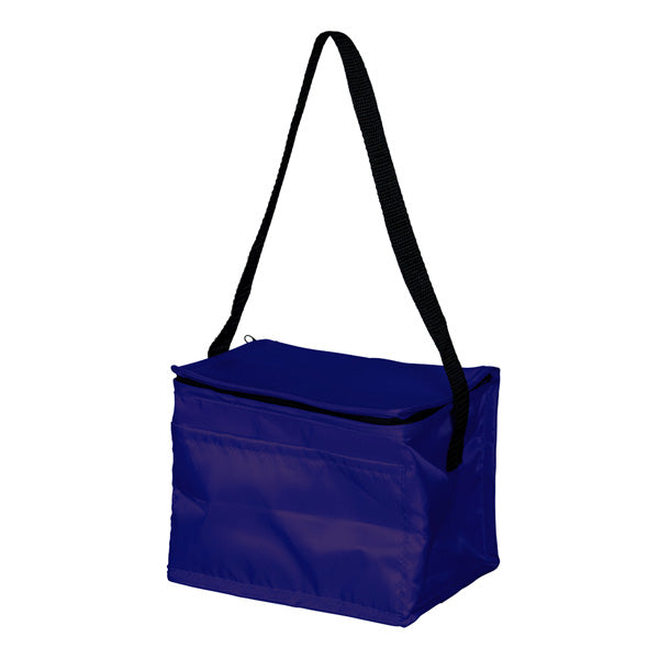 8" Polyester 6-Can Cooler Bag with Zipper and Front Pocket