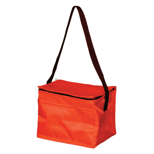 8" Polyester 6-Can Cooler Bag with Zipper and Front Pocket