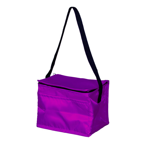 8" Polyester 6-Can Cooler Bag with Zipper and Front Pocket