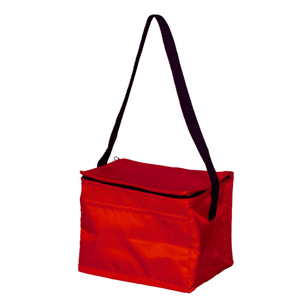 8" Polyester 6-Can Cooler Bag with Zipper and Front Pocket