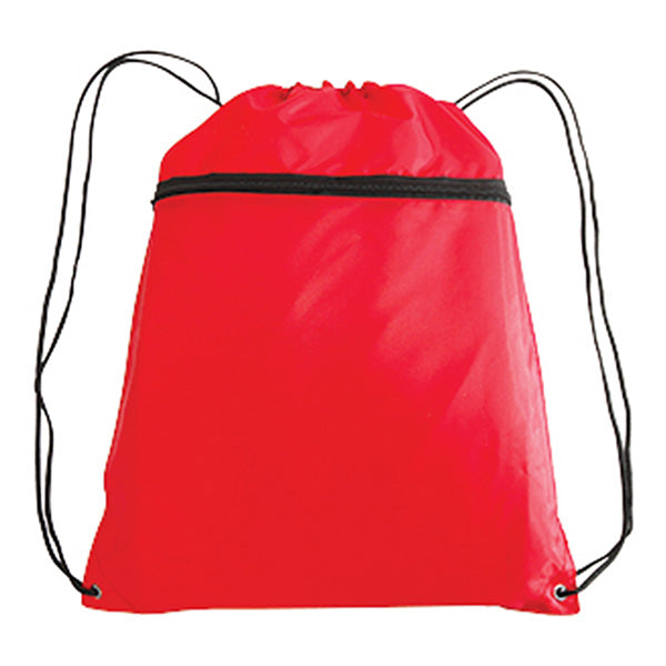 14" Polyester Drawstring Backpack with Front Pocket