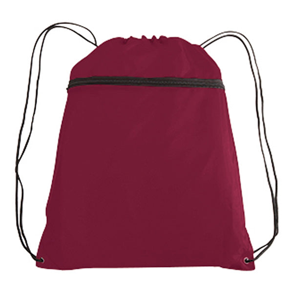 14" Polyester Drawstring Backpack with Front Pocket