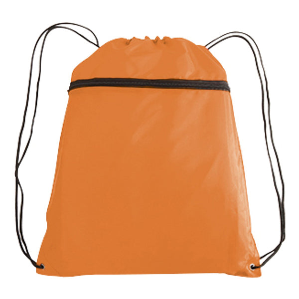14" Polyester Drawstring Backpack with Front Pocket