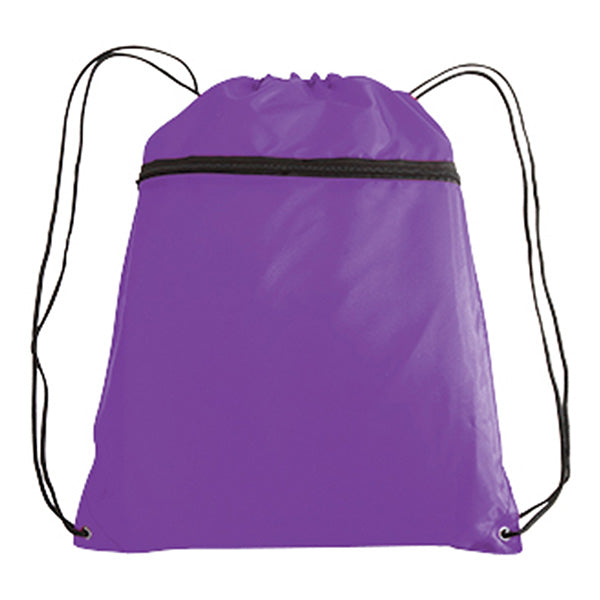 14" Polyester Drawstring Backpack with Front Pocket