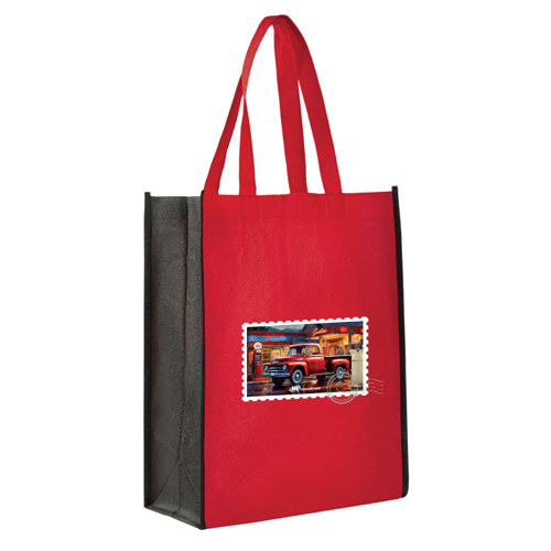 2-Tone Non-Woven Tote Book Bag with Shoulder Strap