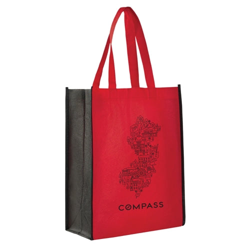 2-Tone Non-Woven Tote Book Bag with Shoulder Strap