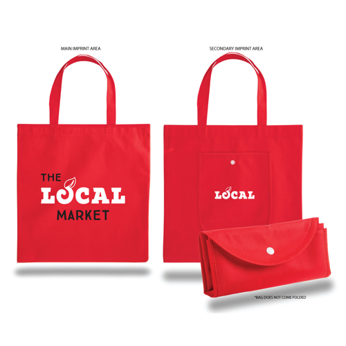 14.75-Inch Recycled Non-Woven Foldable Tote Bag with Snap Closure