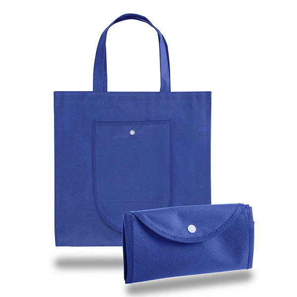 14.75-Inch Recycled Non-Woven Foldable Tote Bag with Snap Closure