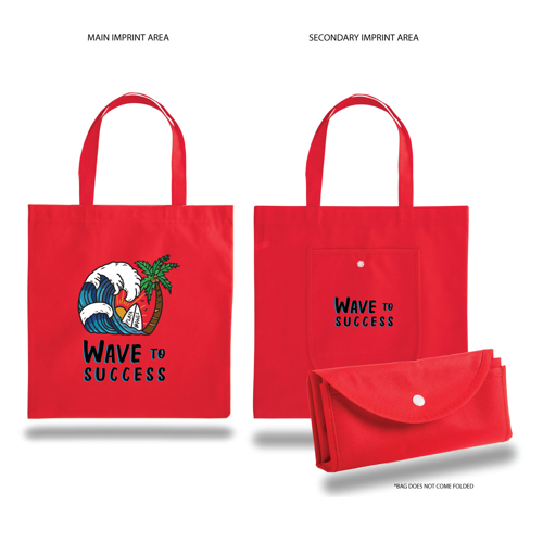 14.75-Inch Recycled Non-Woven Foldable Tote Bag with Snap Closure