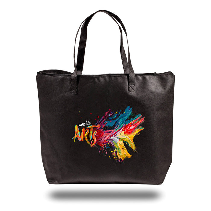 20-Inch Non-Woven Tote Bag with Zipper Closure