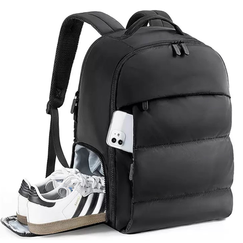 15" Quilted Polyester Backpack with Multiple Pockets