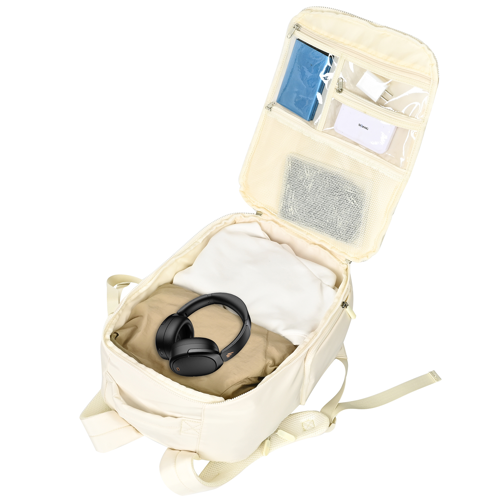 15" Quilted Polyester Backpack with Multiple Pockets