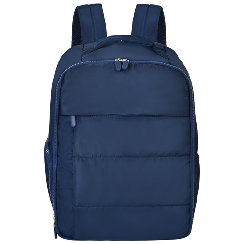 15" Quilted Polyester Backpack with Multiple Pockets