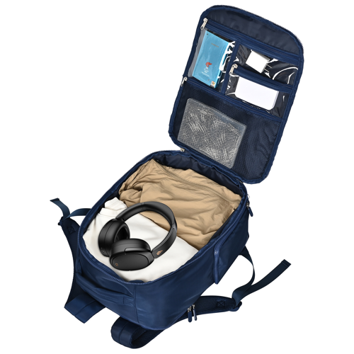 15" Quilted Polyester Backpack with Multiple Pockets