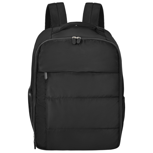 15" Quilted Polyester Backpack with Multiple Pockets