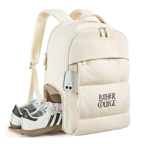 15" Quilted Polyester Backpack with Multiple Pockets