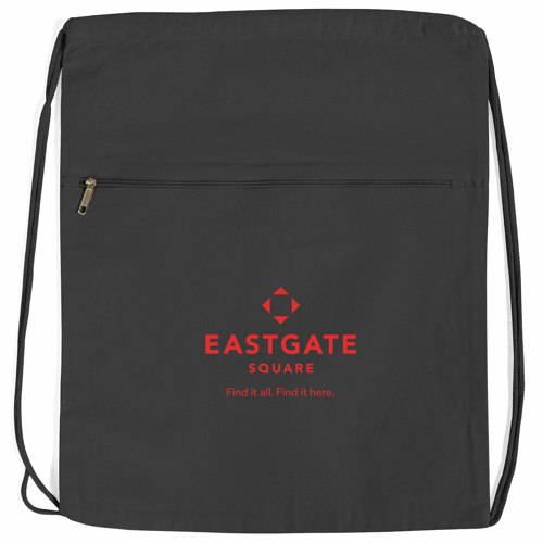 15" Cotton Canvas Drawstring Backpack with Front Zip
