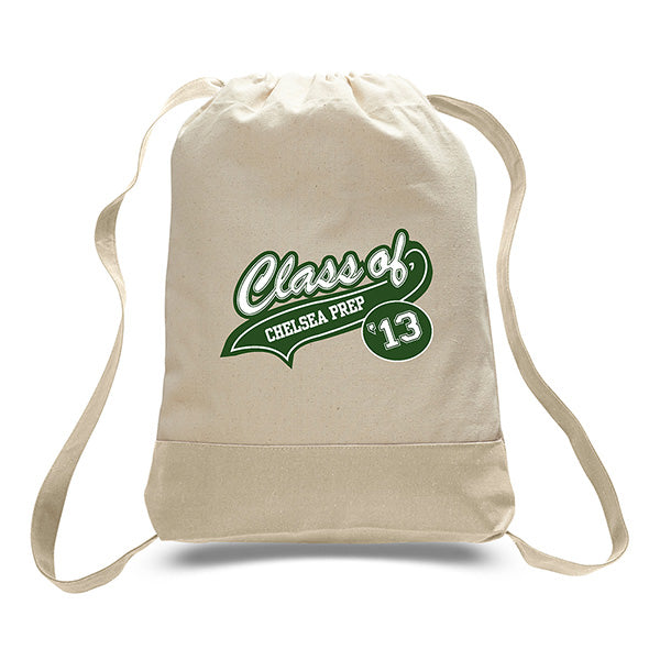 14" Cotton Canvas Sport Backpack with Contrasting Straps & Trim