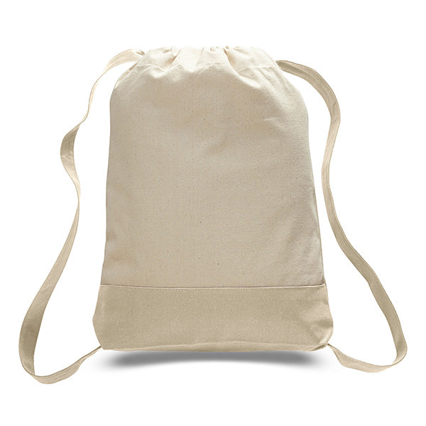 14" Cotton Canvas Sport Backpack with Contrasting Straps & Trim