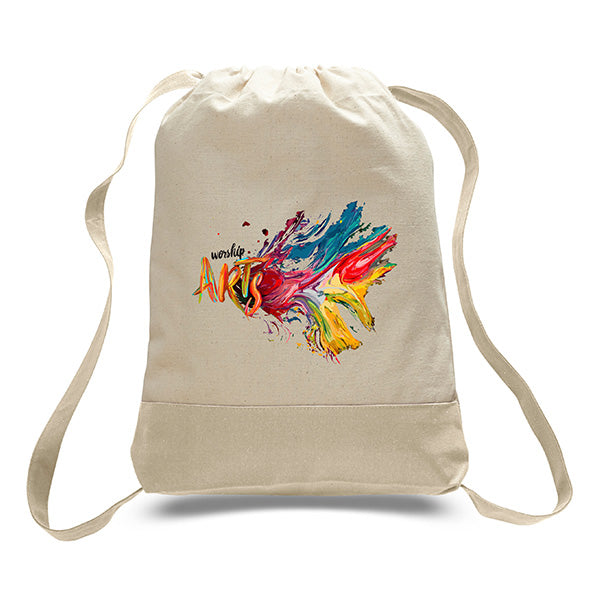 14" Cotton Canvas Sport Backpack with Contrasting Straps & Trim
