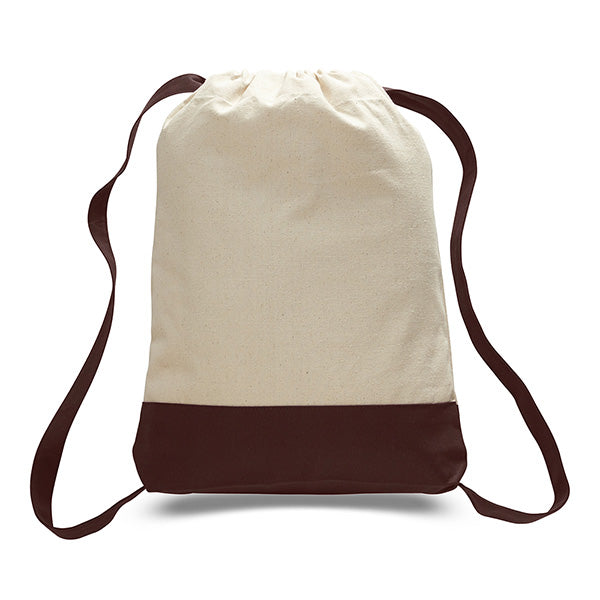 14" Cotton Canvas Sport Backpack with Contrasting Straps & Trim