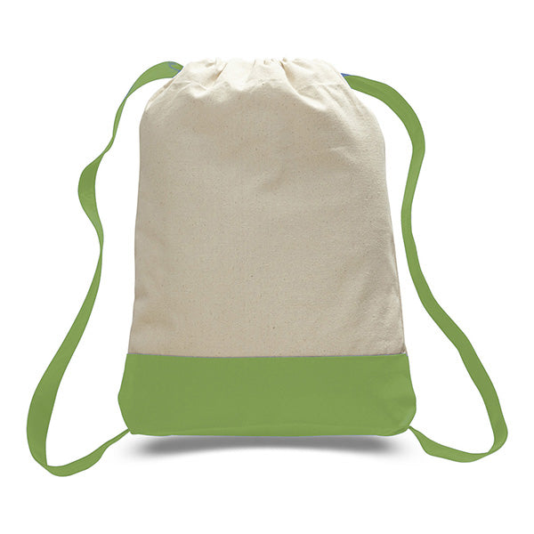 14" Cotton Canvas Sport Backpack with Contrasting Straps & Trim