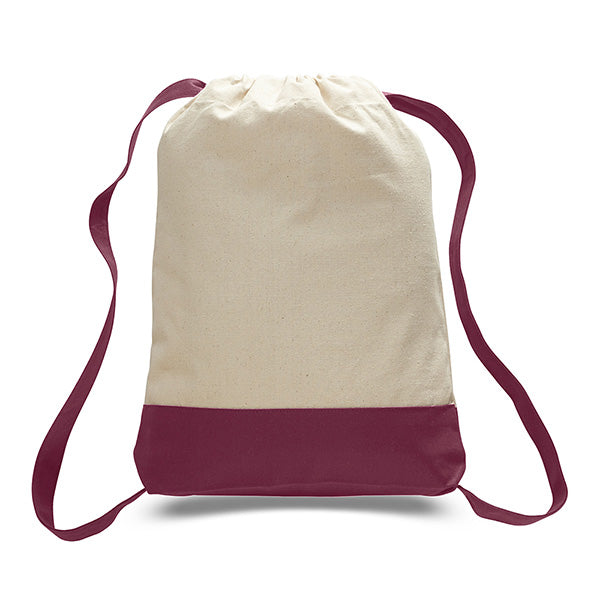 14" Cotton Canvas Sport Backpack with Contrasting Straps & Trim
