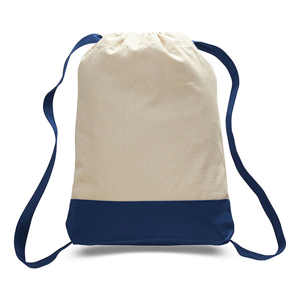 14" Cotton Canvas Sport Backpack with Contrasting Straps & Trim