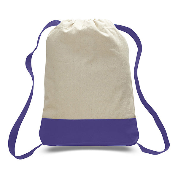 14" Cotton Canvas Sport Backpack with Contrasting Straps & Trim