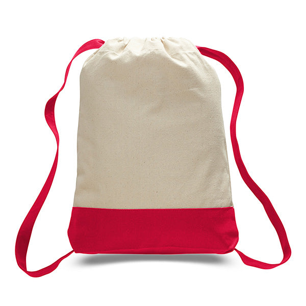 14" Cotton Canvas Sport Backpack with Contrasting Straps & Trim