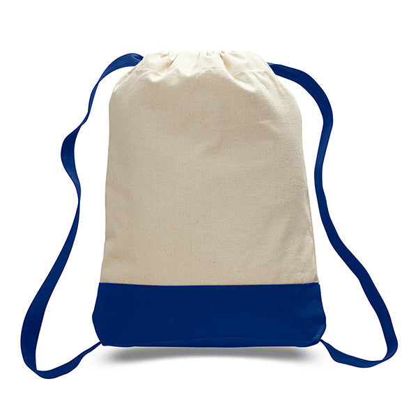 14" Cotton Canvas Sport Backpack with Contrasting Straps & Trim