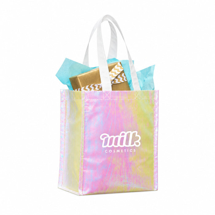 Iridescent Non-Woven Gift Tote with Open Main Compartment