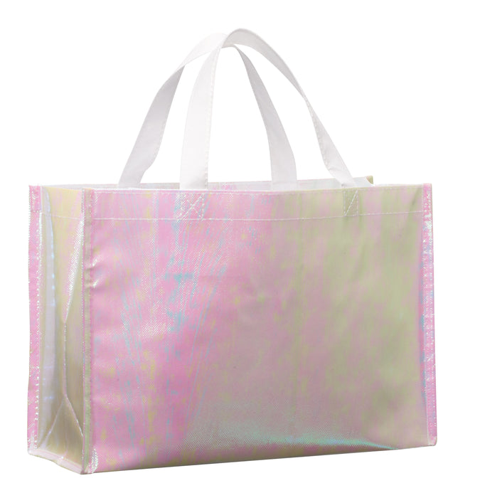 14-Inch Wide Iridescent Non-Woven Shopper Tote