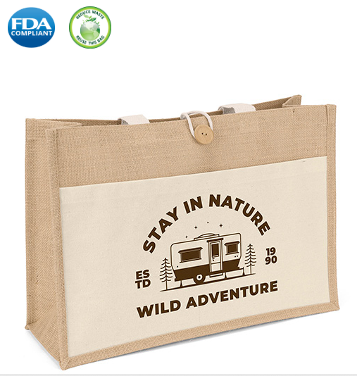 Wholesale Riley long handle jute tote