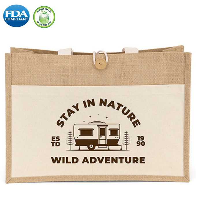 Wholesale Riley long handle jute tote