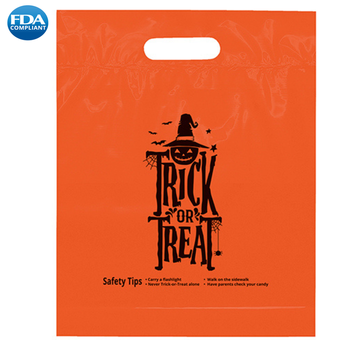 Wholesale STOCK DESIGN HALLOWEEN FOLD-OVER REINFORCED DIE CUT BAG - TRICK OR TREAT - 13TOT12153