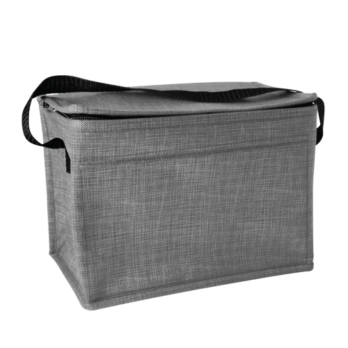 Non Woven 6 Can Cooler Bag with Zippered Closure and Front Pocket