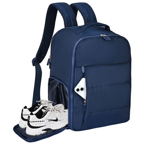 15" Quilted Polyester Backpack with Multiple Pockets