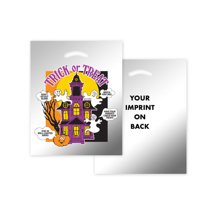 Wholesale STOCK DESIGN HALLOWEEN DIE CUT BAG - HAUNTED HOUSE (SILVER REFLECTIVE) - TOTE - 13HH1215