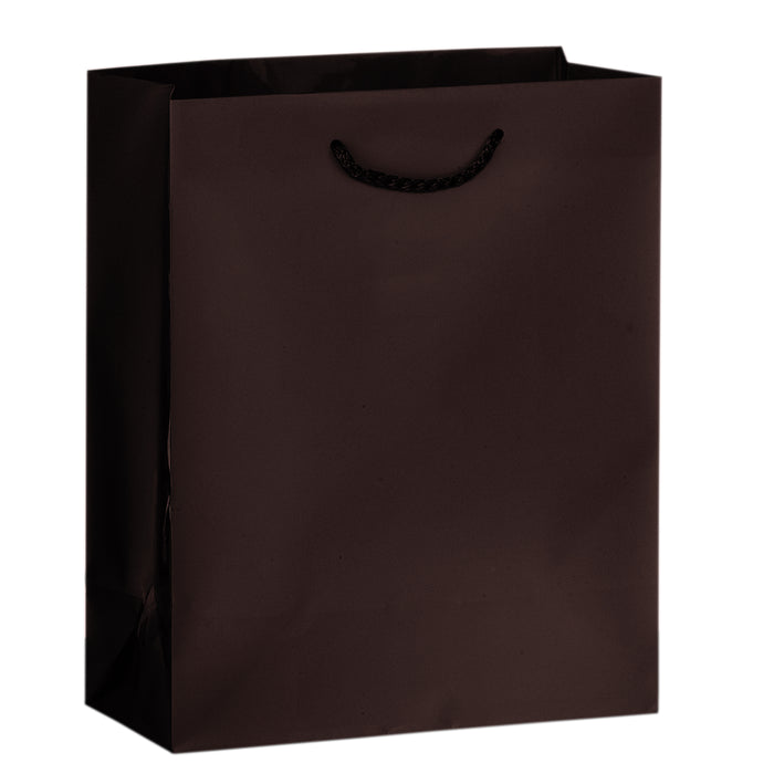 Paper Euro Tote Shopping Bags - Matte Black Cotton Rope Handles