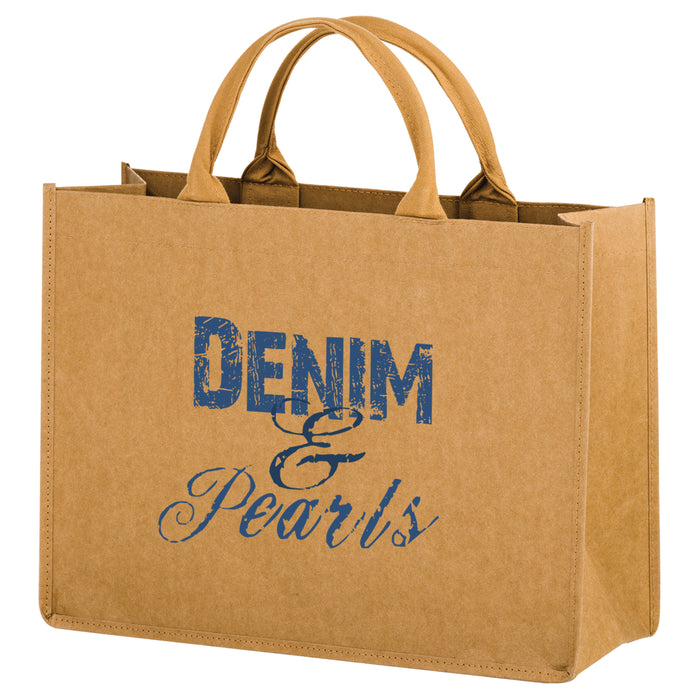 Wholesale HURRICANE - WASHABLE KRAFT PAPER TOTE BAG WITH CONTOURED HANDLE - WB16612