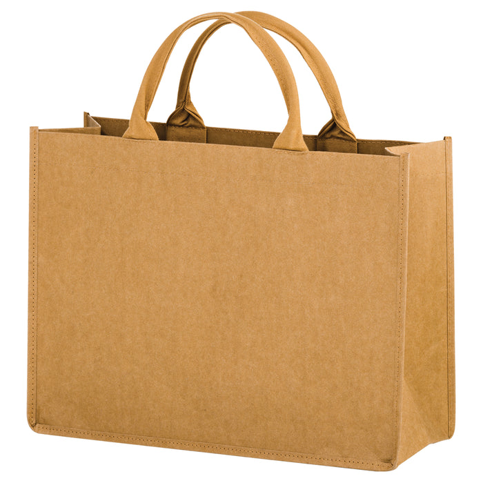 Wholesale HURRICANE - WASHABLE KRAFT PAPER TOTE BAG WITH CONTOURED HANDLE - WB16612