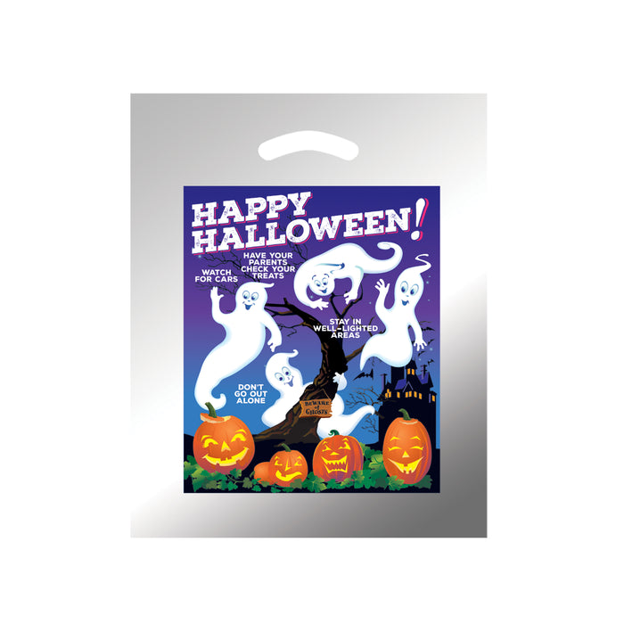 Wholesale STOCK DESIGN HALLOWEEN DIE CUT BAG - GHOSTS WITH PUMPKINS (SILVER REFLECTIVE) - 13HG1215