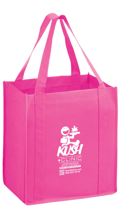 Wholesale AWARENESS PINK HEAVY DUTY NON-WOVEN GROCERY TOTE BAG WITH POLY BOARD INSERT-CUSTOMIZED - Y2KG131015BCA