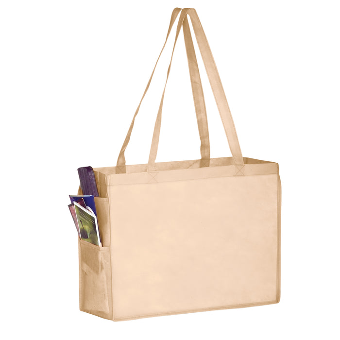 Wholesale NON-WOVEN OVER-THE-SHOULDER TOTE BAG WITH SIDE POCKETS - Y2KP16612